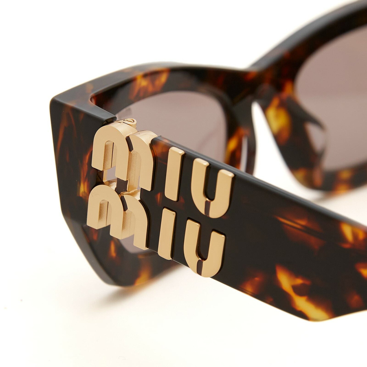 Miu Miu Women\'s Brown and Gold Sunglasses Miu Miu Womens Gold A54s Oval-frame Metal Sunglasses | ModeSens main image 3