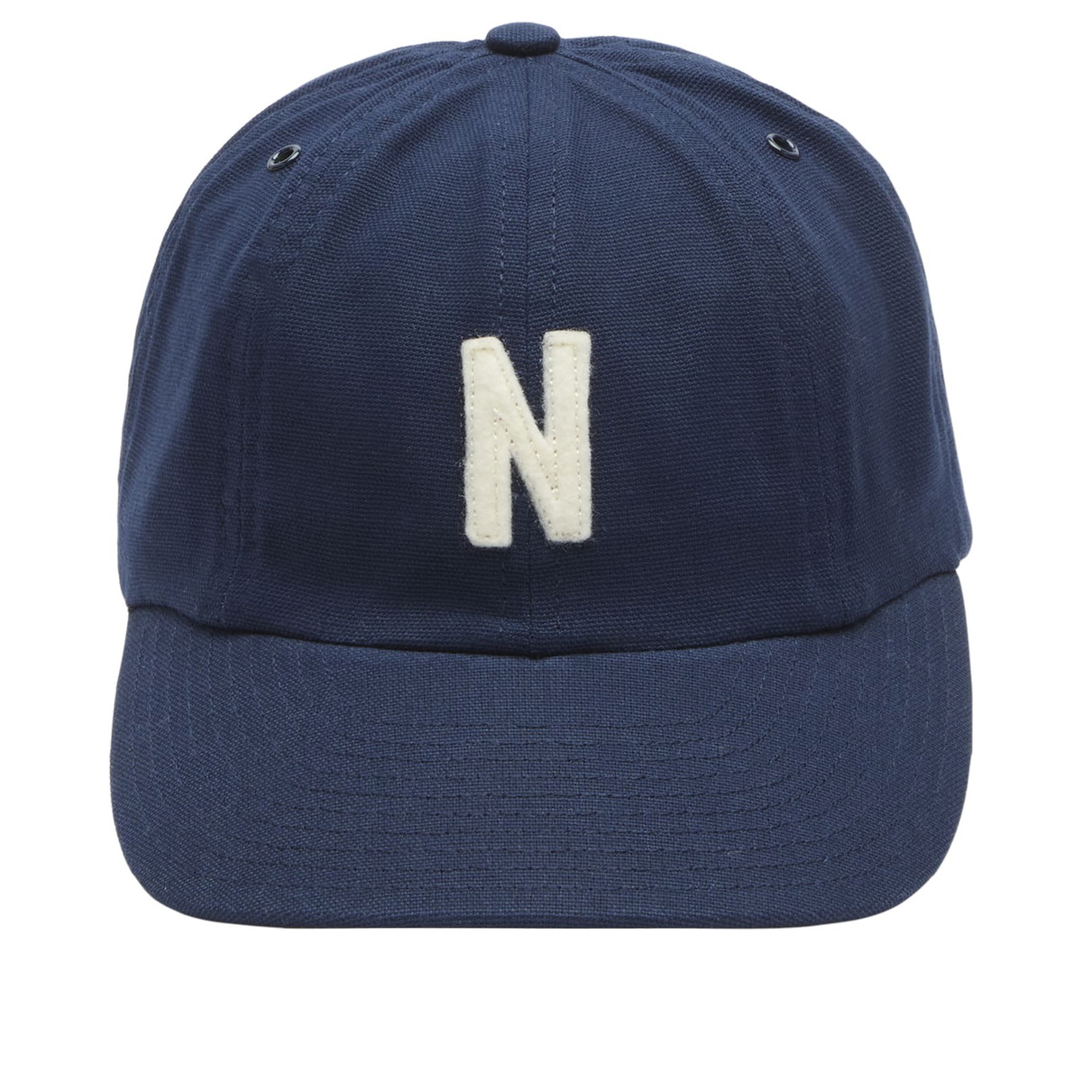 Norse Projects Men's Light Canvas Felt N 8 Panel Cap in Dark Navy 