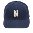 Norse Projects Men's Light Canvas Felt N 8 Panel Cap in Dark Navy 