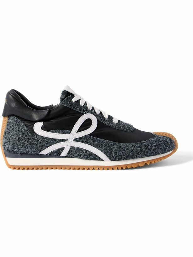 Photo: LOEWE - Flow Runner Leather-Trimmed Brushed-Suede and Nylon Sneakers - Gray