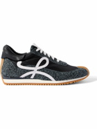 LOEWE - Flow Runner Leather-Trimmed Brushed-Suede and Nylon Sneakers - Gray
