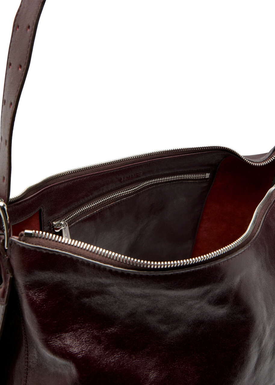 Lemaire Belted Leather Hobo bag - Dark Brown - One Size