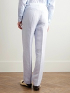 Favourbrook - Slim-Fit Herringbone Linen and Silk-Blend Suit Trousers - Blue