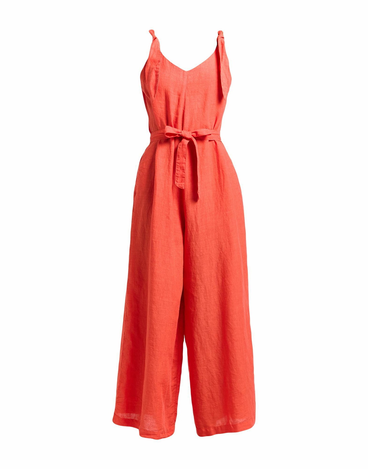 120% Lino Womens Jumpsuit in Tomato red