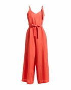 120% Lino Womens Jumpsuit in Tomato red