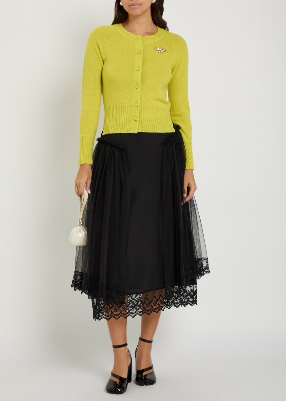 Simone Rocha Crystal-embellished Cashmere Cardigan Green