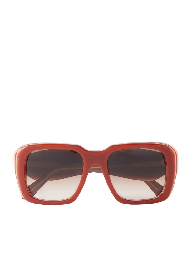Red Loewe plastic frame black lens flat cat eye sunglasses sunnies gold Bold black frames and red-tinted lenses define these  main image 3