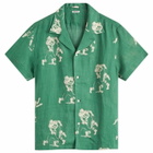 BODE Men's Football Silhouette Vacation Shirt in Green Cream