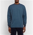 Beams - Striped Mélange Cotton-Blend Jersey Sweatshirt - Men - Blue