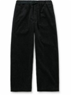Danton - Easy Belted Wide-Leg Cotton-Corduroy Trousers - Black
