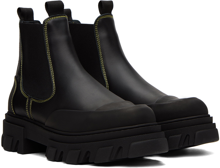 GANNI Black Stitching Chelsea Boots GANNI