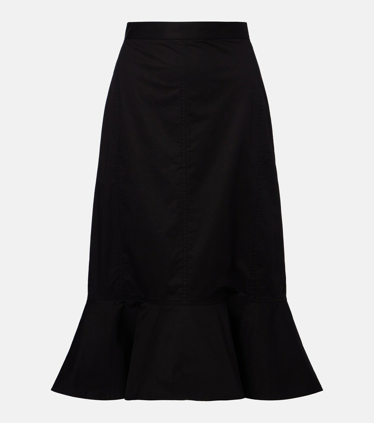 Plan C Ruffled cotton-blend poplin midi skirt