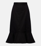 Plan C Ruffled cotton-blend poplin midi skirt