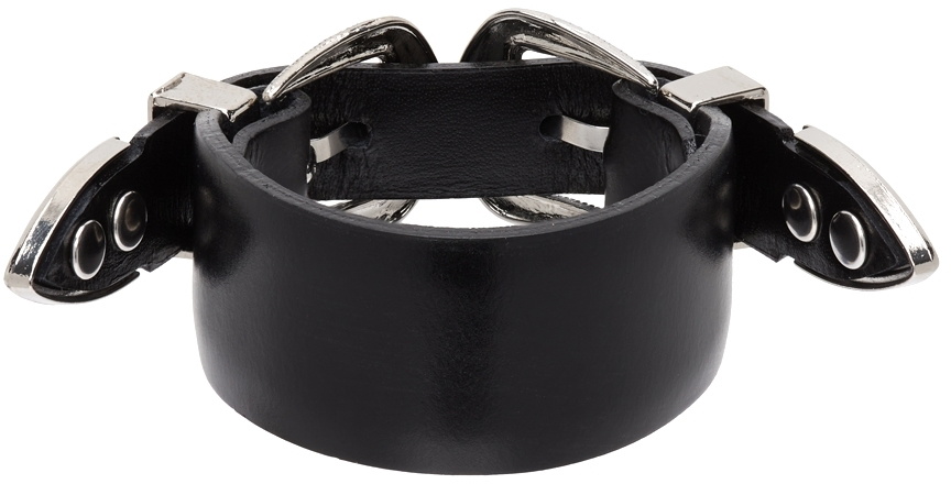 Toga Pulla Black Double Buckle Bangle Bracelet