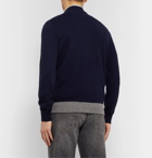 Brunello Cucinelli - Contrast-Tipped Cashmere Zip-Up Sweater - Blue