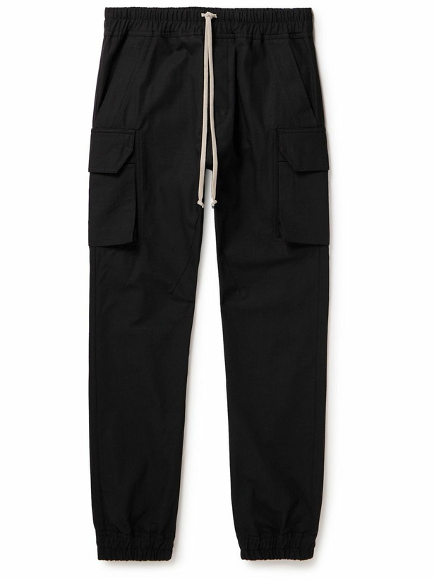 Photo: DRKSHDW by Rick Owens - Mastodon Slim-Fit Tapered Cotton-Ripstop Drawstring Cargo Trousers - Black