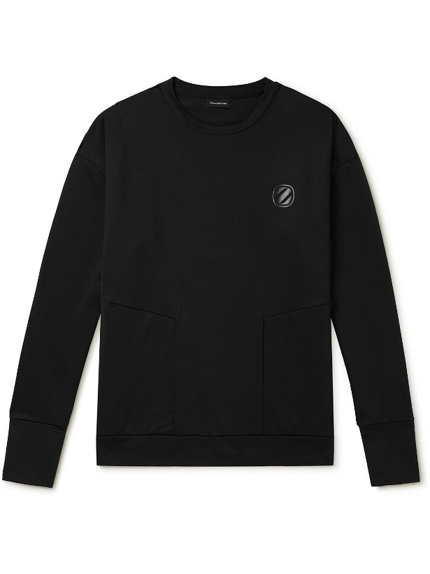 Photo: Ermenegildo Zegna - Oversized Logo-Print Stretch Modal and Cotton-Blend Jersey Sweatshirt - Black