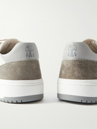 Brunello Cucinelli - Suede-Trimmed Full-Grain Leather Sneakers - White