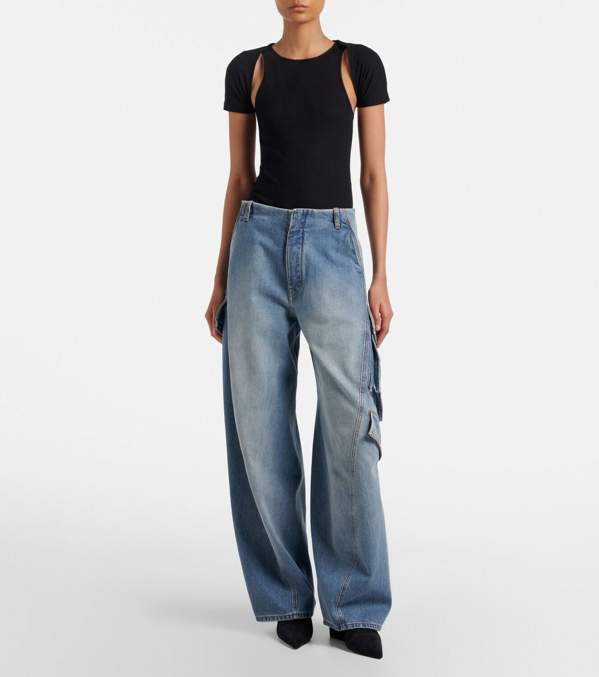 Alaïa Layered ribbed-knit jersey top