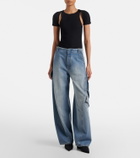 Alaïa Layered ribbed-knit jersey top