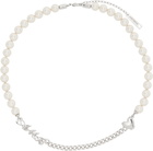AMBUSH White & Silver Pearl Chain Mix Necklace