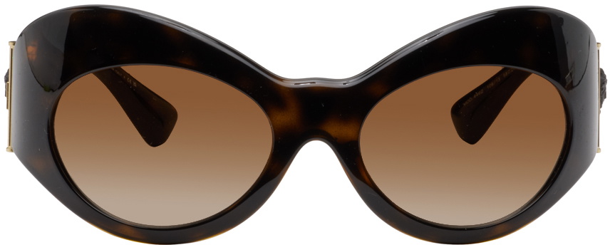 NWT Versace Brown Oval Shield Sunglasses NWT Auth VERSACE Brown Gold Logo Stud Medallion Double  main image 3