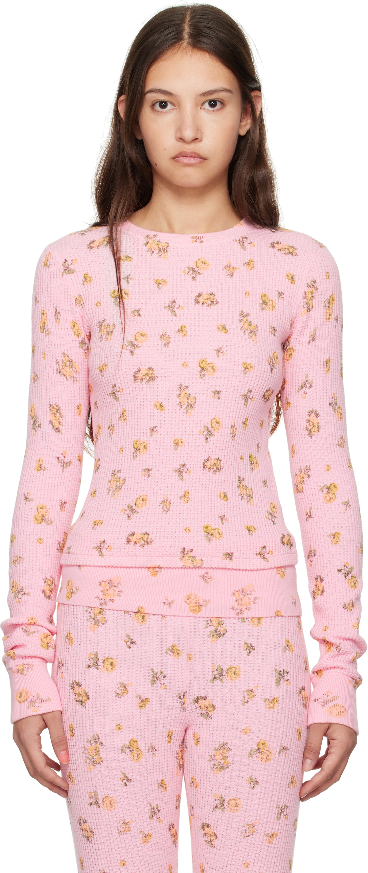 GUIZIO Pink Long Sleeve Thermal T-shirt