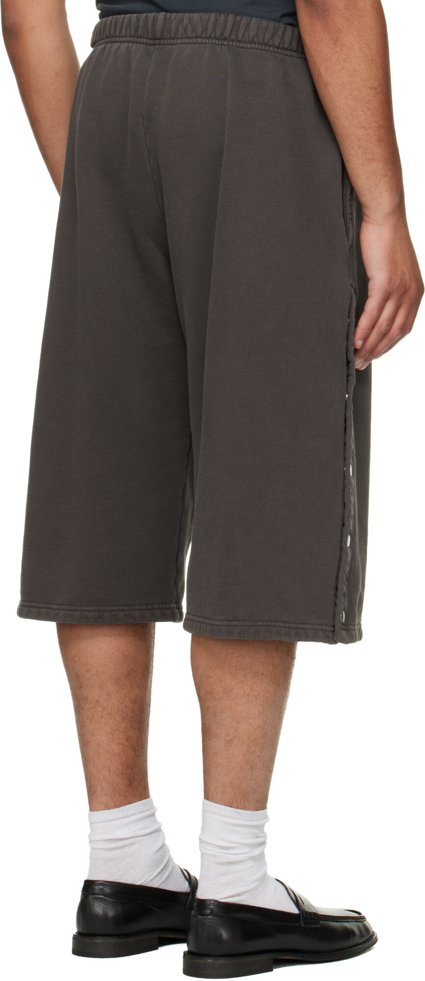 Les Tien Gray Part Snap Shorts