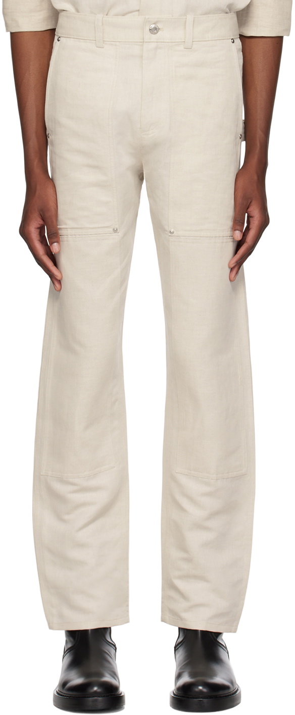 Helmut Lang Beige Straight-Leg Trousers Helmut Lang