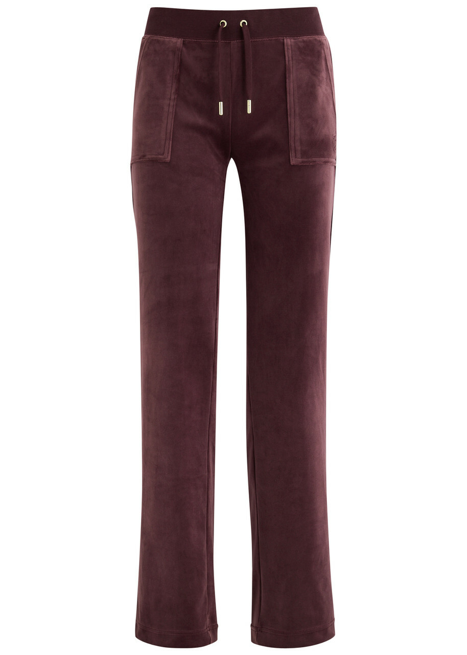 Juicy Couture Del Ray Logo Velour Sweatpants Dark Red