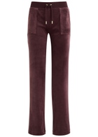 Juicy Couture Del Ray Logo Velour Sweatpants Dark Red