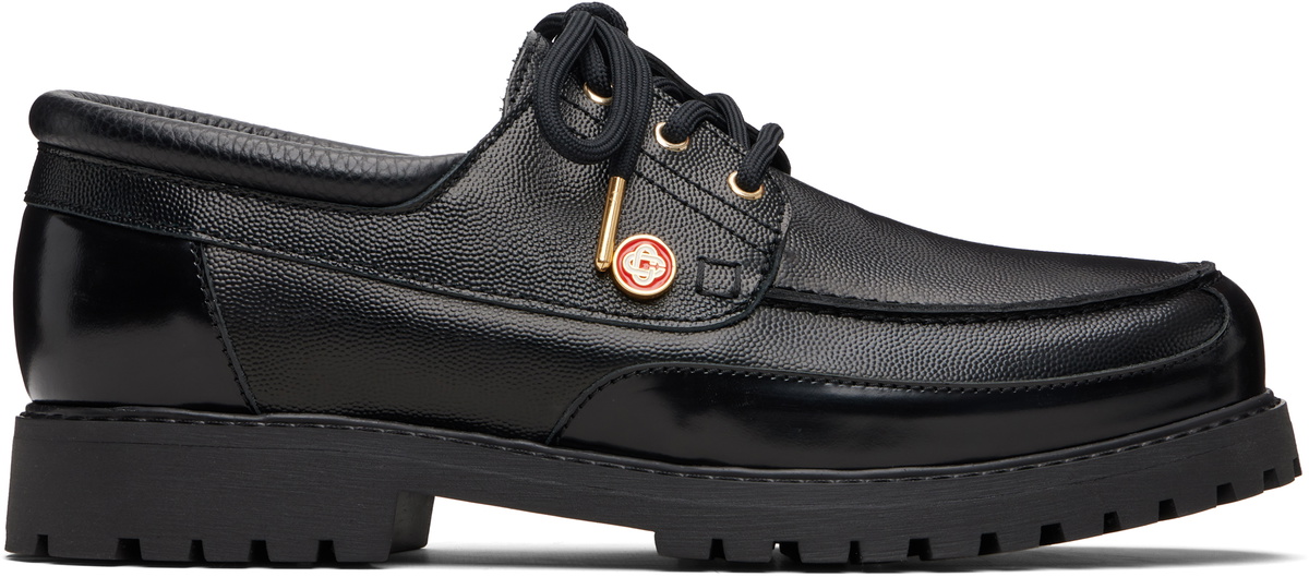 Casablanca Black Leather Boat Shoes