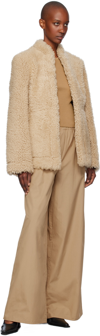 TOTEME Beige Cinched Shearling Jacket