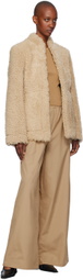 TOTEME Beige Cinched Shearling Jacket