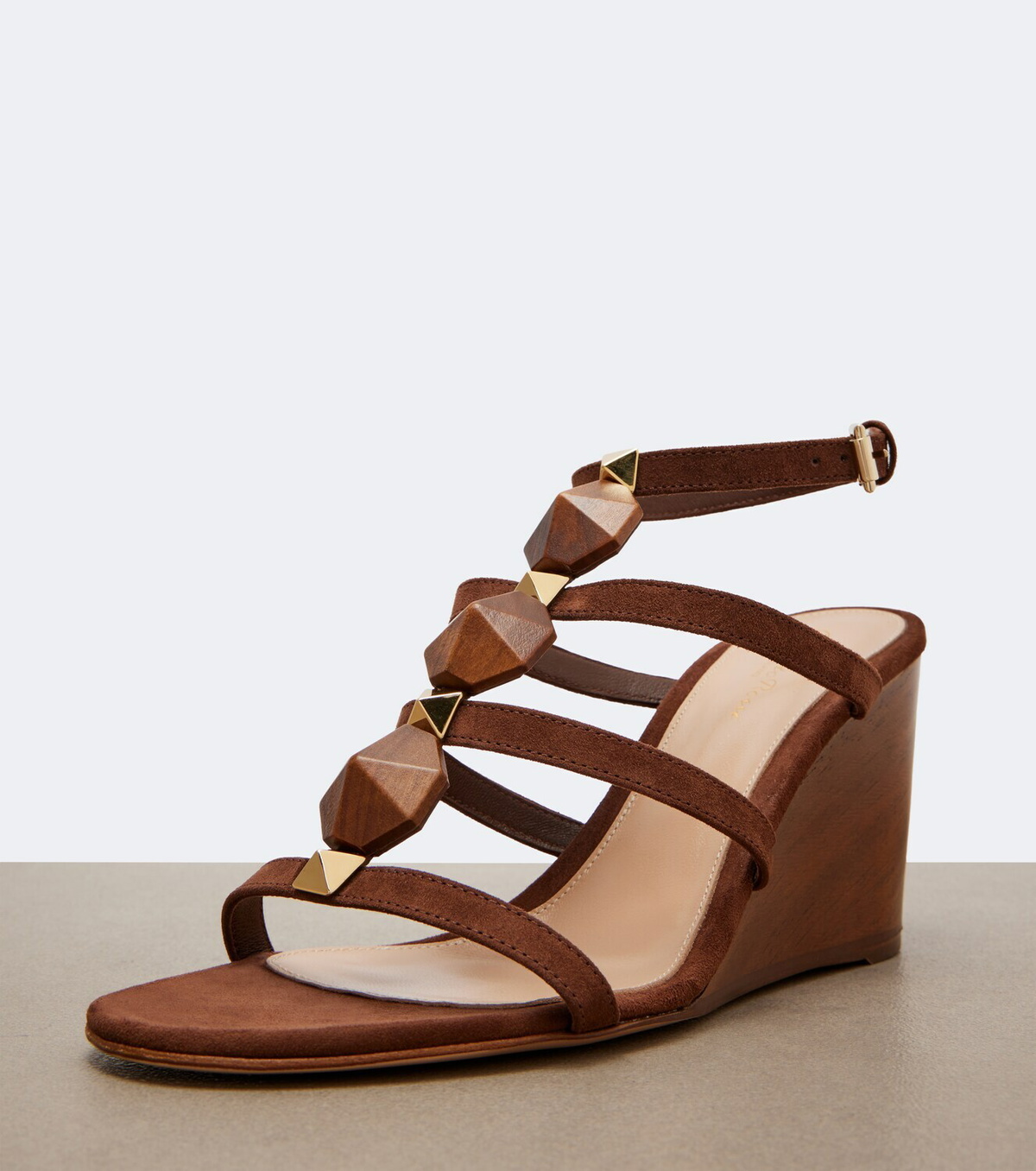 Gianvito Rossi Studded suede wedge sandals