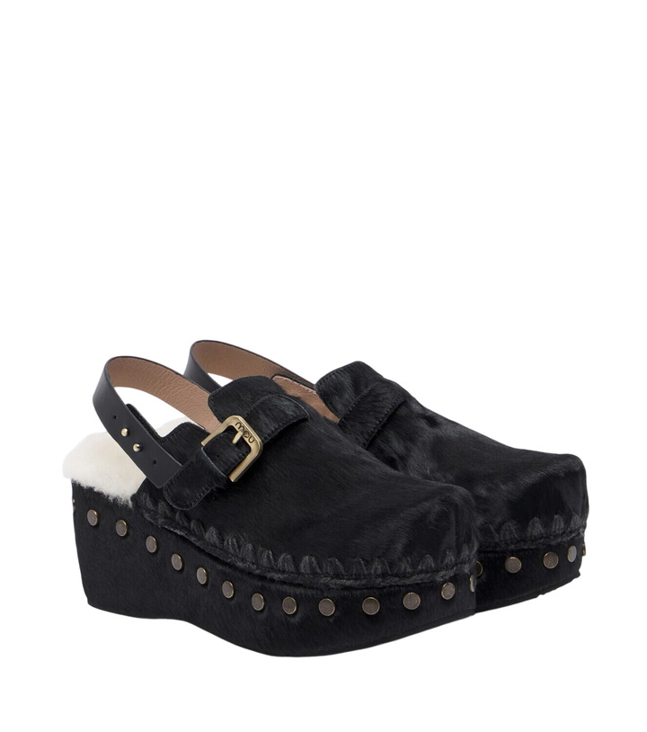 Photo: Mou Shearling-lined calf hair clogs