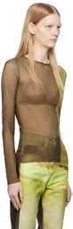 Serapis Khaki Sheer Long Sleeve T-Shirt