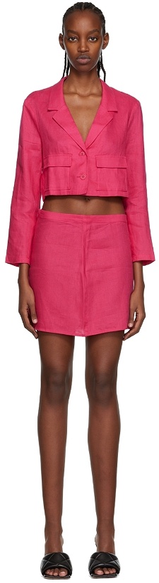 Photo: Reformation Pink Elton Blazer & Miniskirt Set