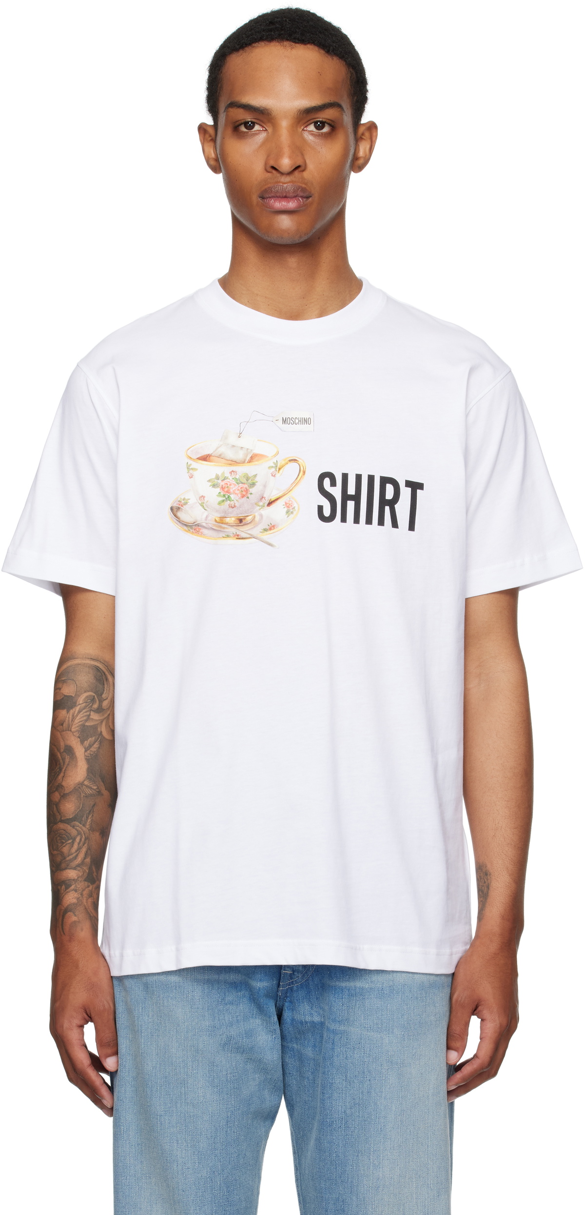 Moschino White Printed Organic Cotton T-shirt