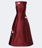 Erdem Mikado embroidered satin cocktail dress