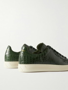 TOM FORD - Warwick Croc-Effect Patent-Leather Sneakers - Green