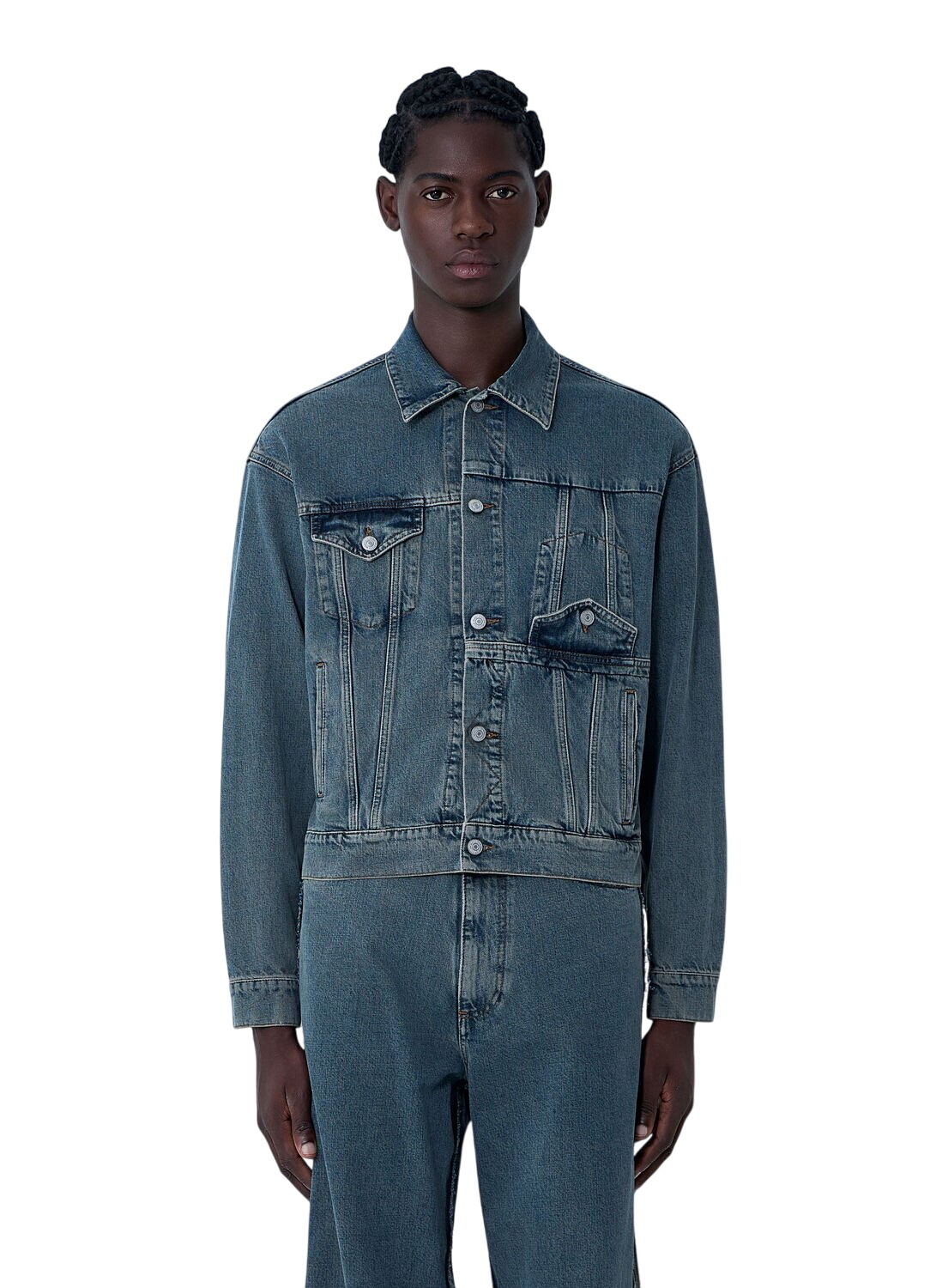 MM6 Maison Margiela Blue Raw Edge Denim Jacket MM6 Maison Margiela