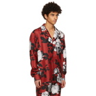 Dolce and Gabbana Red Silk Camellia Print Pyjama Shirt