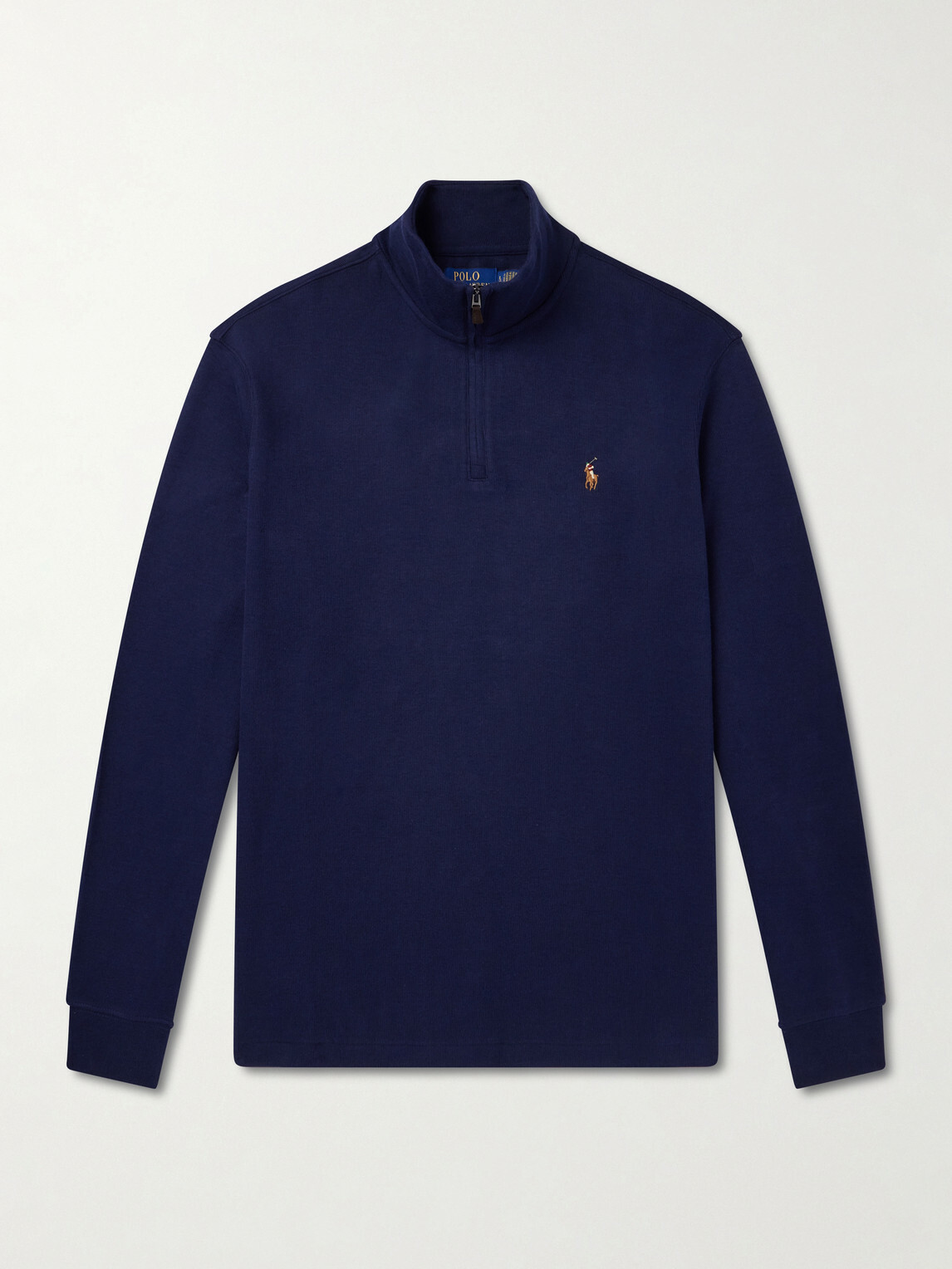 Polo Ralph Lauren - Logo-Embroidered Cotton-Jersey Half-Zip Sweater - Blue