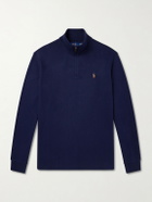 Polo Ralph Lauren - Logo-Embroidered Cotton-Jersey Half-Zip Sweater - Blue