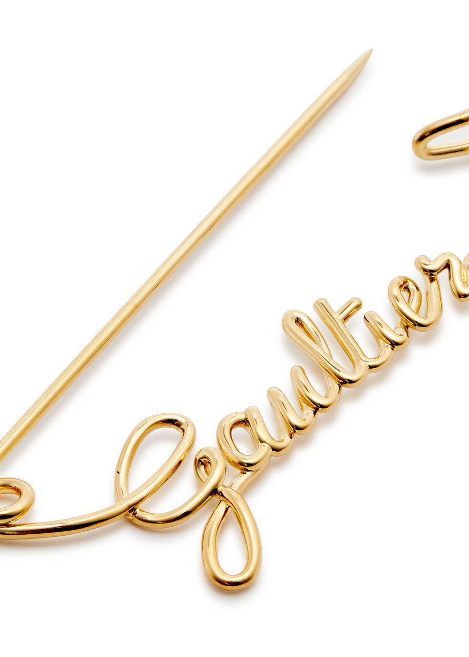 Jean Paul Gaultier Safety Pin Logo Metal Brooch - Gold - One Size