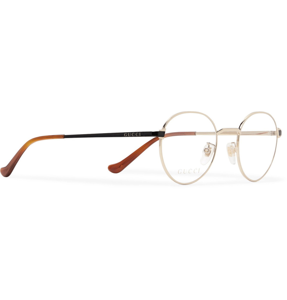 Gucci RoundFrame GoldTone and Acetate Optical Glasses Gold Gucci