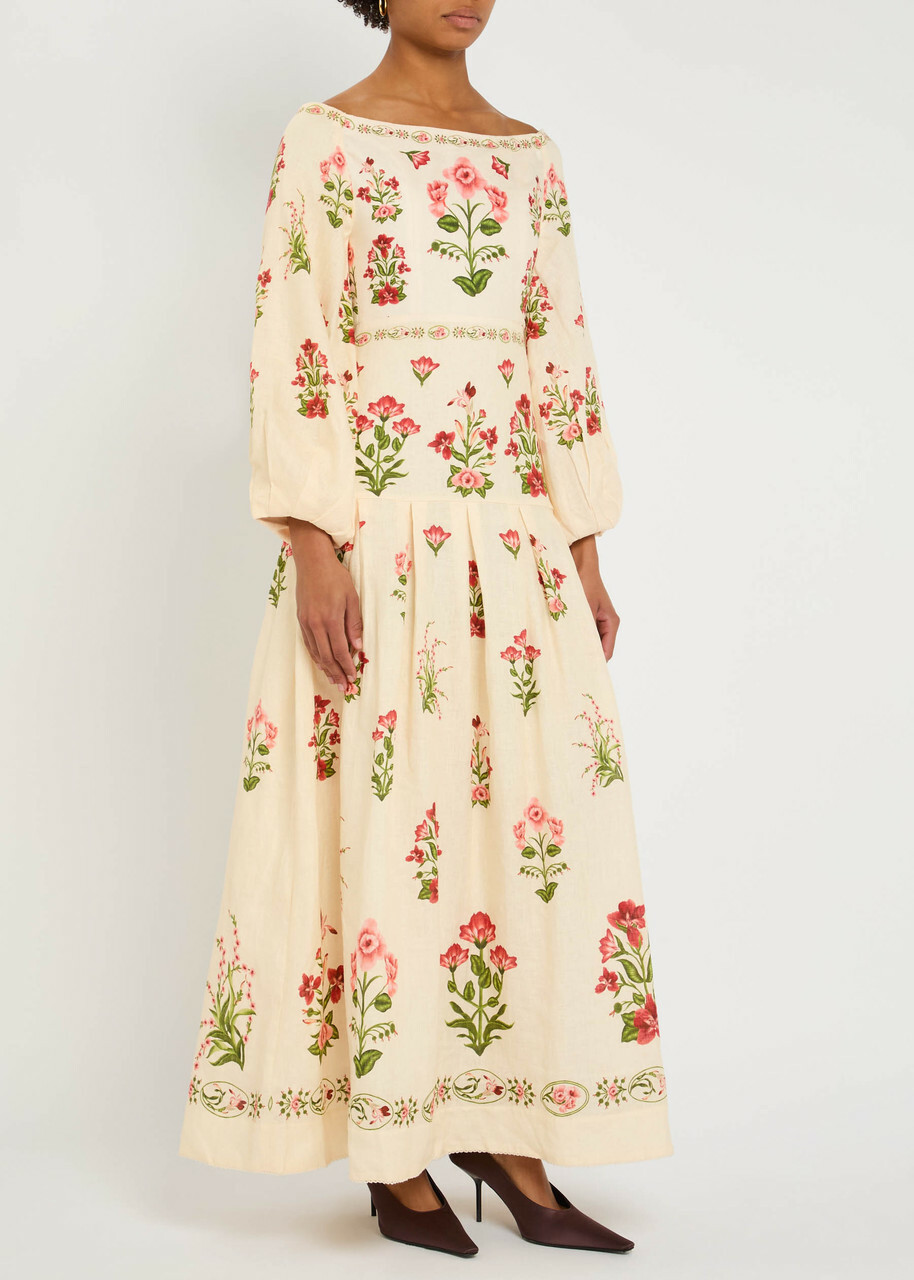 Agua BY Agua Bendita Senlis Canna Floral-print Linen Maxi Dress Multicoloured