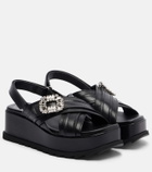 Roger Vivier Strass Buckle leather platform sandals