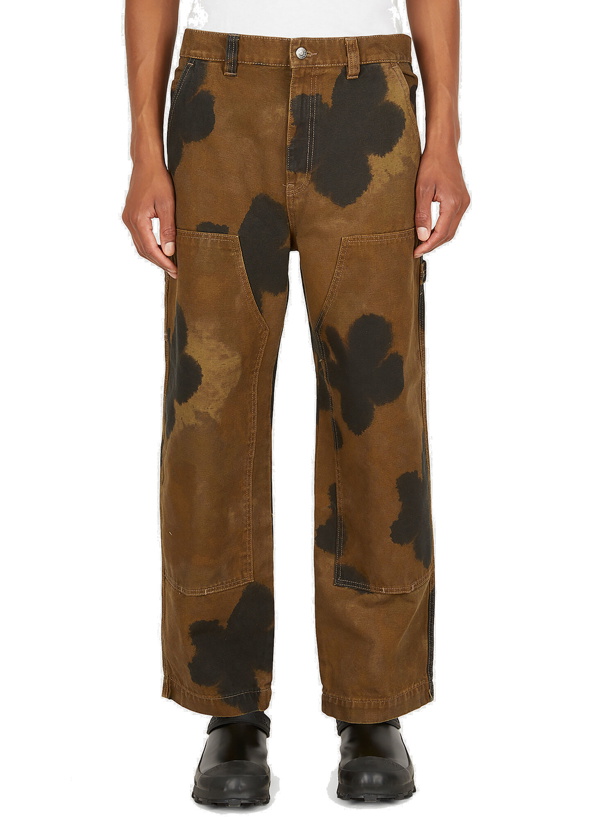 Photo: Floral Dyed Work Pants in Brown
